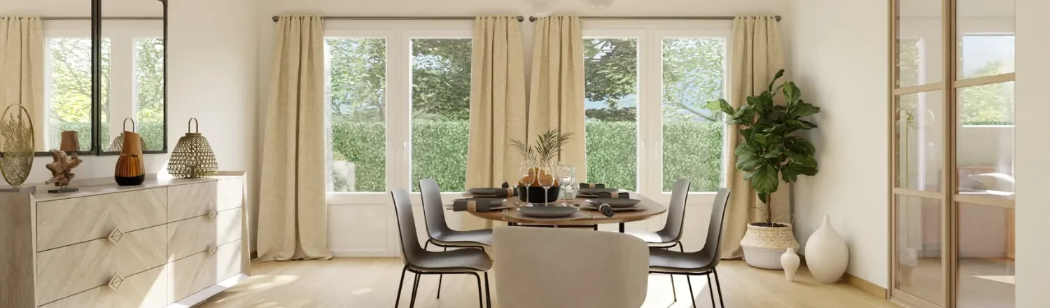 3D render of a dining room designed with Cedreo