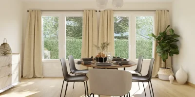 3D render of a dining room designed with Cedreo