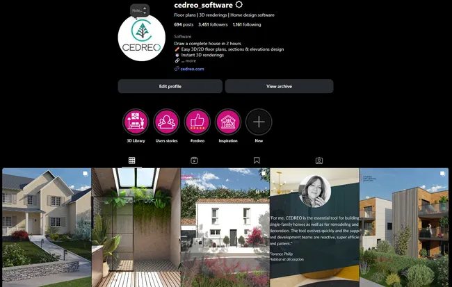 Cedreo instagram account