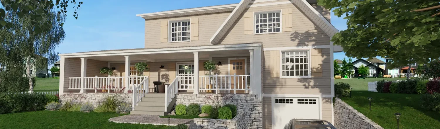 3D render of a Craftsman house designed with Cedreo