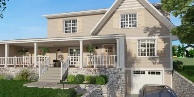 3D render of a Craftsman house designed with Cedreo