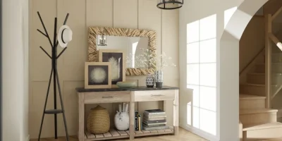 3D rendering of an entrance with natural lighting designed with Cedreo