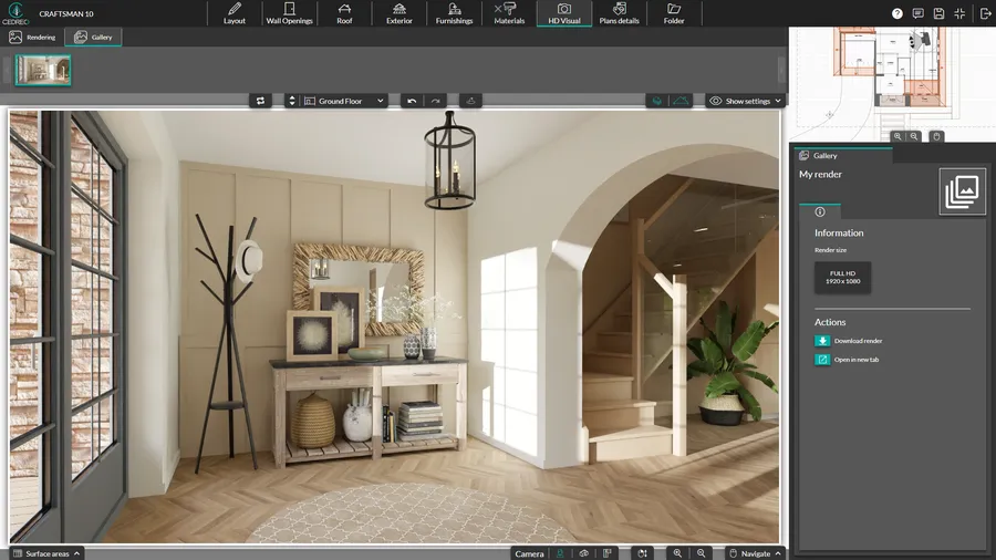 Cedreo software screenshot - set up the natural light for your render