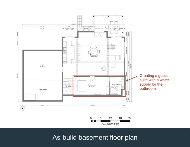 As-built basement floor plan by Cedreo