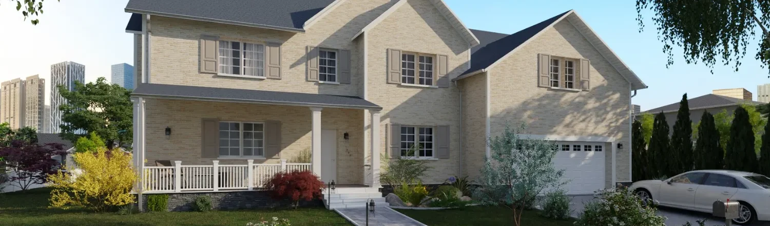 3D render of a residential house designed with Cedreo