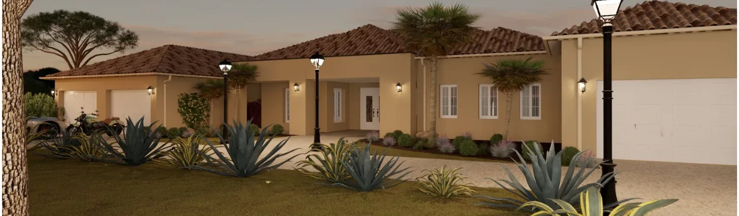 3D render of a mediterranean house designed with Cedreo