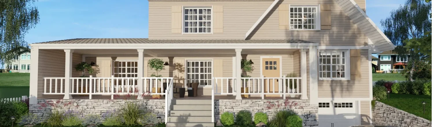 3D render of a Craftsman house designed with Cedreo