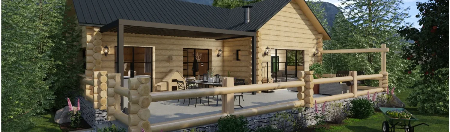 3D render of a mountain house designed with Cedreo