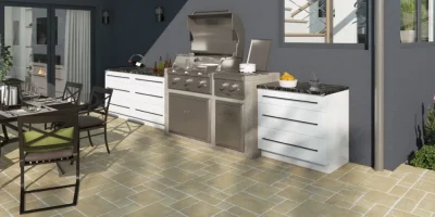 3D render of an outdoor kitchen designed with Cedreo for blog header