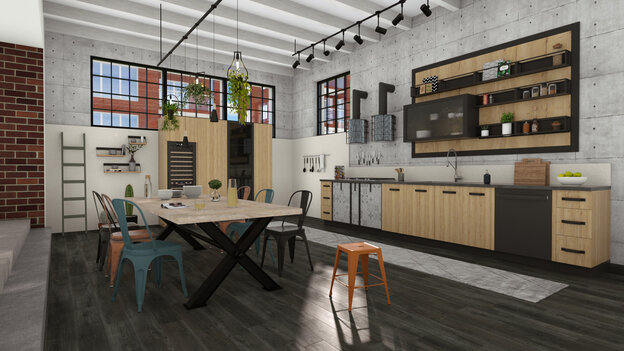 industrial kitchen style designed with Cedreo