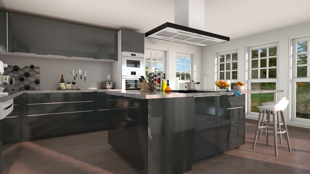 L shaped kitchen designed with Cedreo