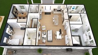 Home plan with 2 bedroom
