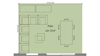 Plano del patio con dimensiones diseñado con Cedreo