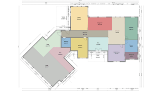 US ranch colored floor plan