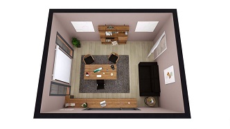 plan d'un bureau aménagé en 3D