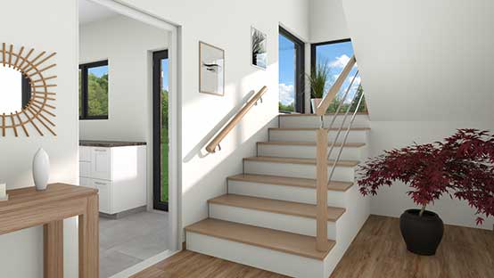 U shaped staircase with landing