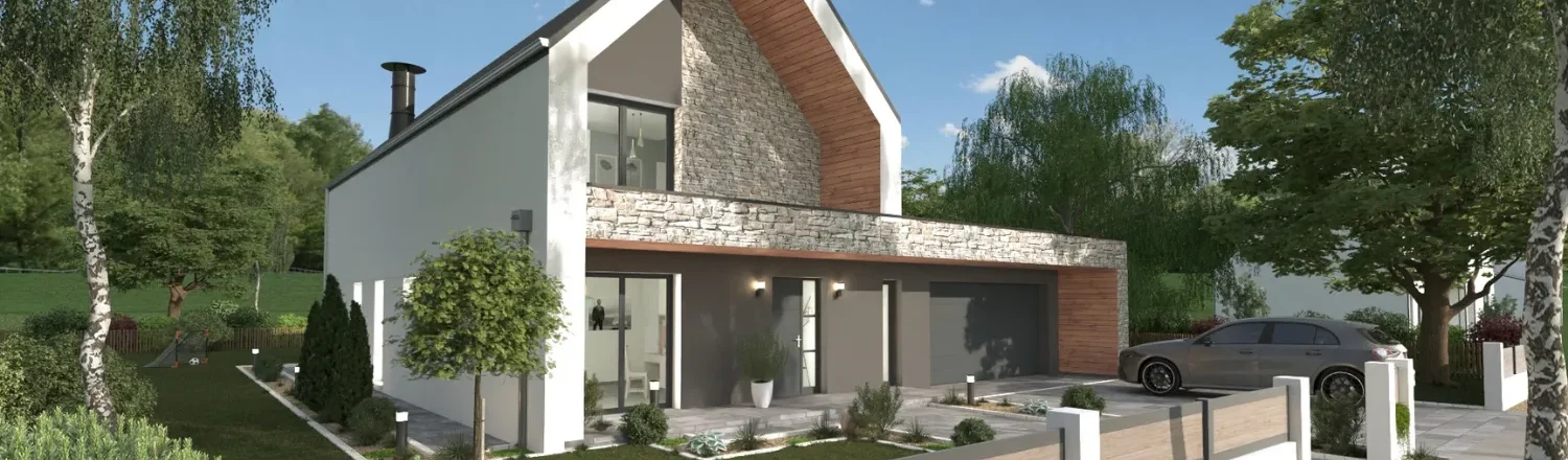 3D render of a modern house designed with Cedreo for header blog architectural renderings