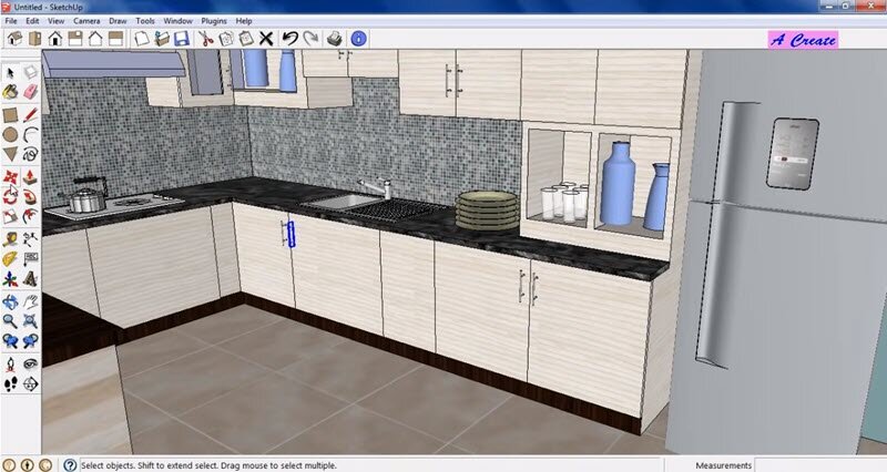 Monochrome sketch lower kitchen cabinets Vector Image