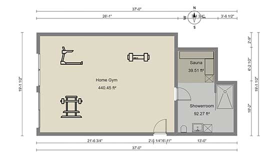 2D home gym floor plan