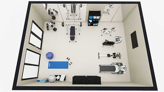 3D gym floor plan designed with Cedreo