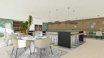 Mit Cedreo erstellte 3D Visualisierung eines Restaurants