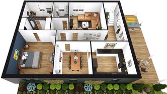 2D traditional closed floor plan