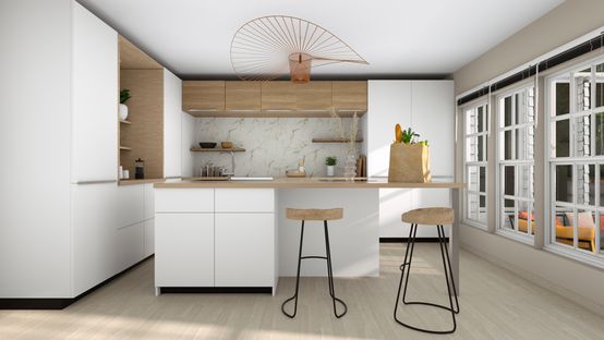 render 3D de una cocina moderna creado con Cedreo