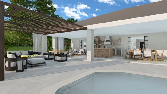 patio of a mediterranean house designed with Cedreo