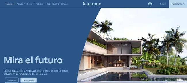 screenshot home page Lumion