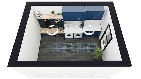 3D floor plan of a laundry designed with Cedreo
