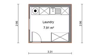 2D floor plan of a laundry