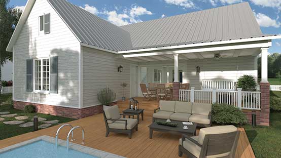 backyard with wooden deck