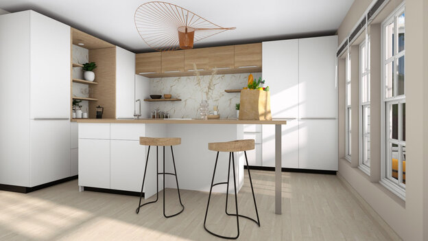 Modern kitchen rendered with Cedreo