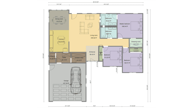 2D house flip floor plan designed with Cedreo