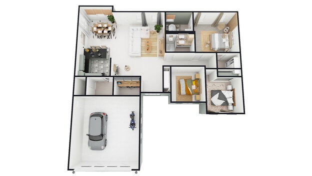 3D house flip floor plan designed with Cedreo