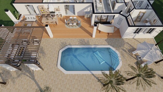 Outdoor 3D floor plan designed with Cedreo