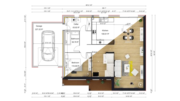 2D - 3D plattegrond