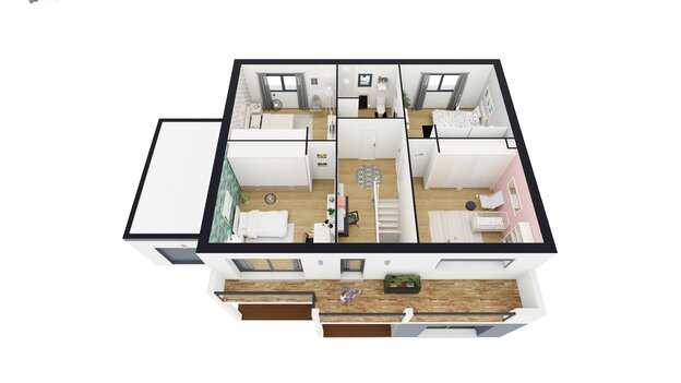 plano 3D de una casa creado con Cedreo