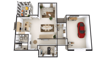 groundfloor 3D floor plan designed with Cedreo