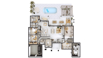 3D floor plan designed with Cedreo