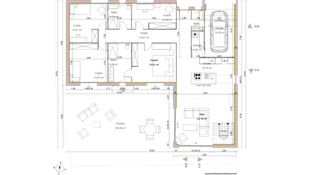 plano 2D de una casa creado con Cedreo