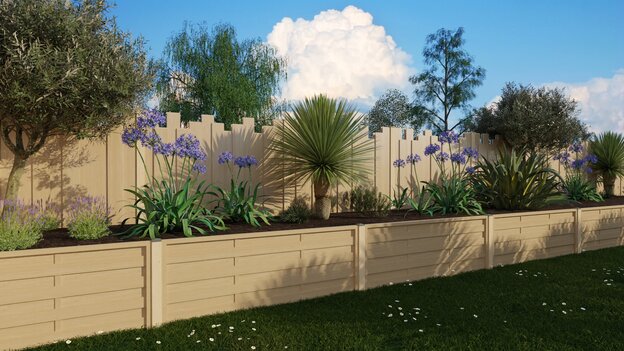 backyard with wooden fence