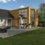 Visuel 3D façade maison extension bois