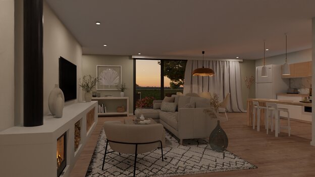 Modern livingroom at night