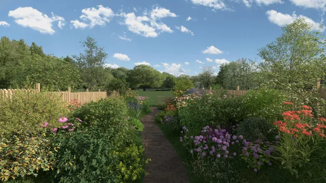 3D render of a prairie garden designed with Cedreo
