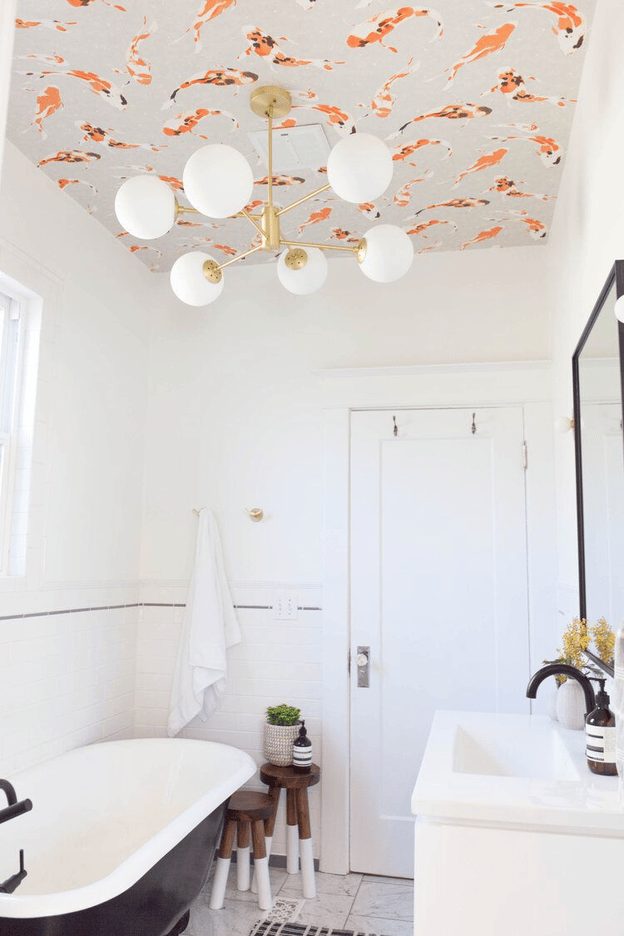 bathroom with decorative ceiling