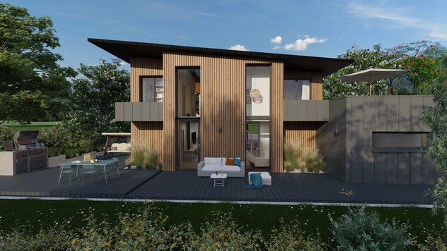 Modern house rendering created with Cedreo