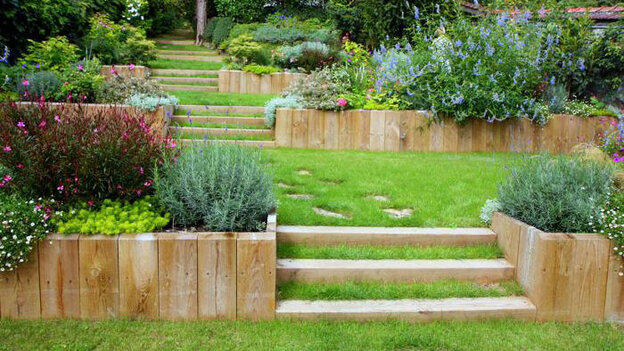 garden with steep slope