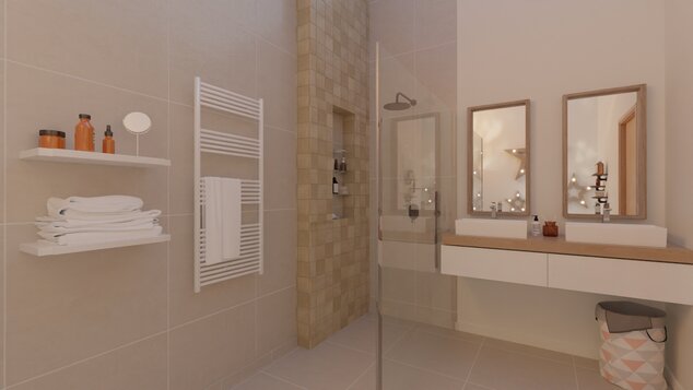 bathroom with floating vanities example