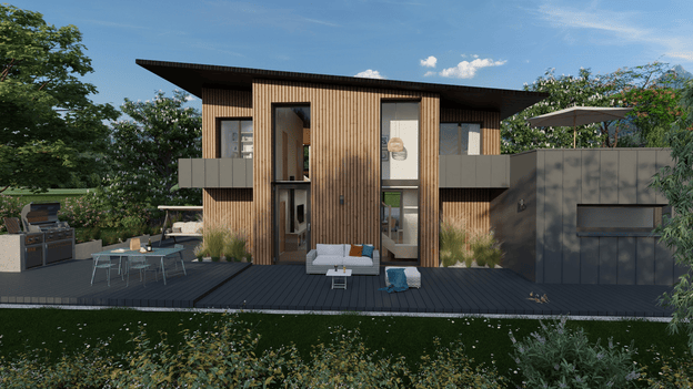 maison bois 3D façade nord
